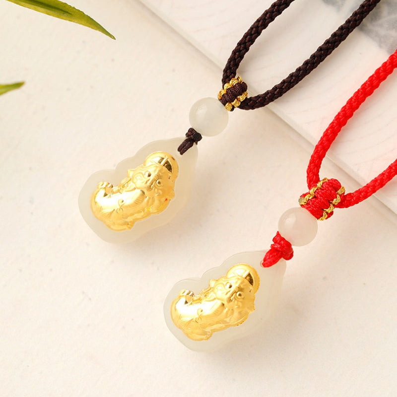 18K Gold-Plated Pixiu Nephrite Jade Pendant-Quiet Resolve