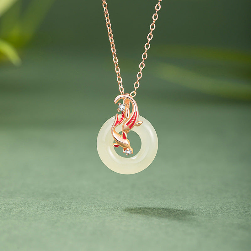 Hope in Every Turn-Koi Fish Nephrite Jade Necklace