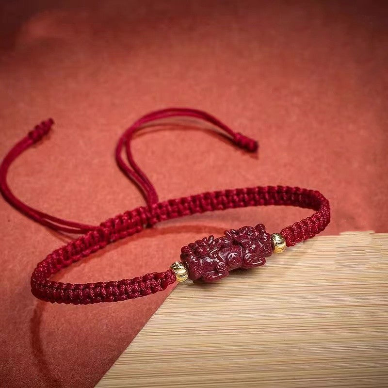 Cinnabar Pixiu Red String Bracelet-Attract Luck