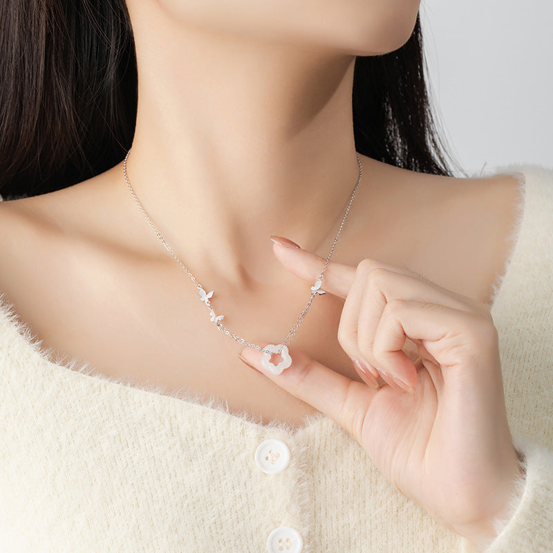 Butterfly White Jade Necklace-Together Through Time