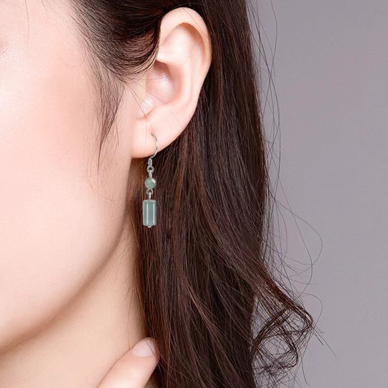 Natural White Jadeite Earrings-Peace of mind