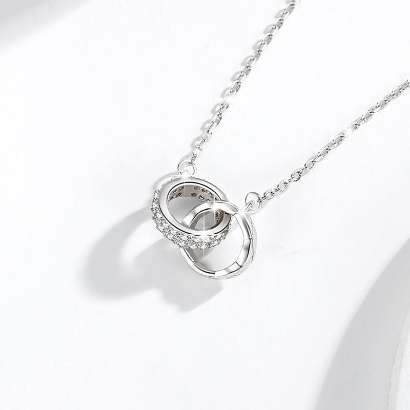 Interlocking Rings Fine Silver Necklace-Love Without End