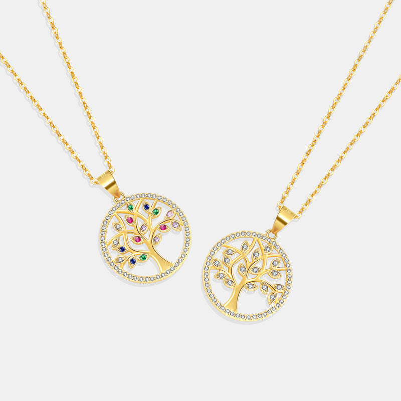 Gold Diamant Lebensbaum Schutz-Anhänger Halskette