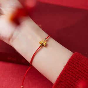 Gold Butterfly Red String Bracelet-Transformation and Prosperity