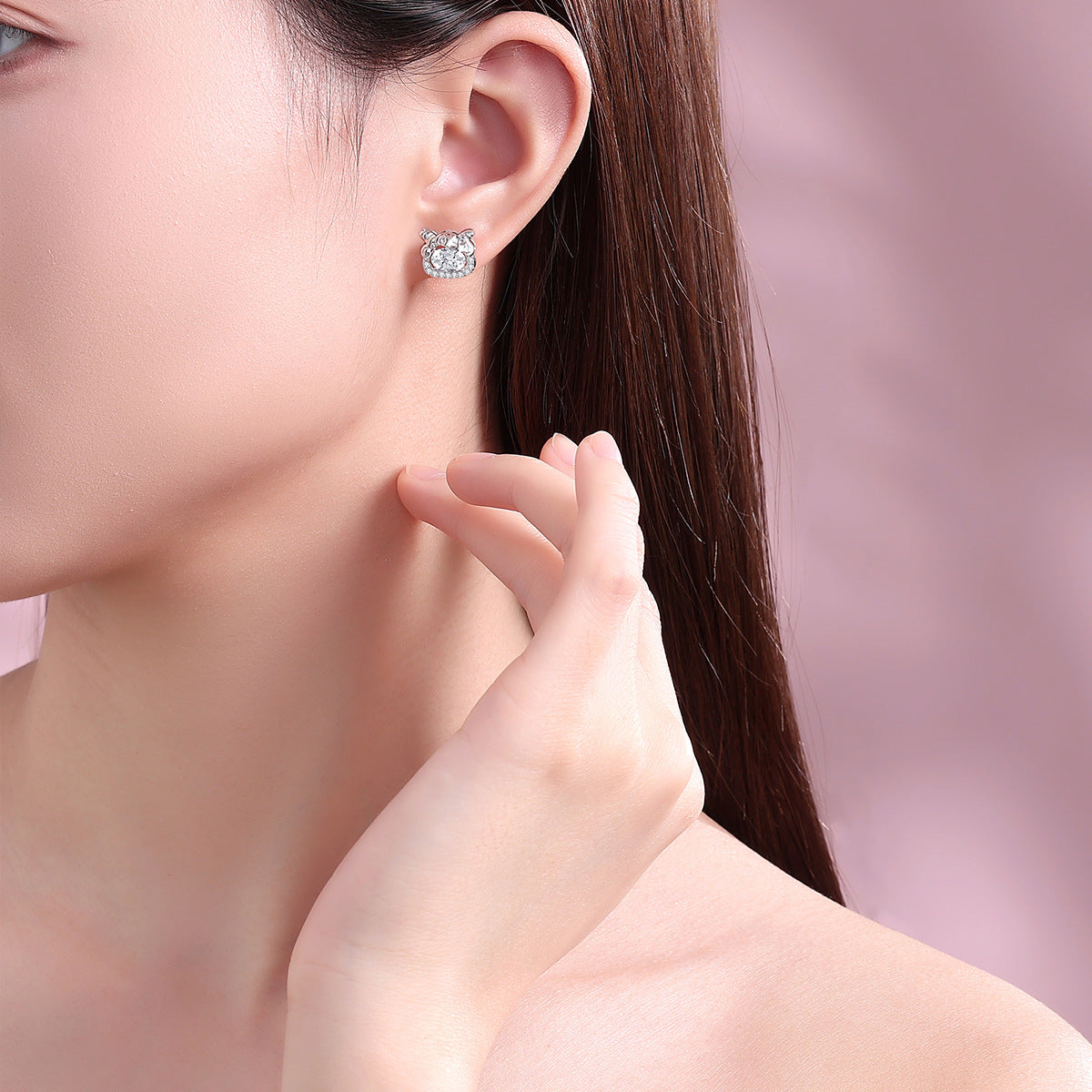 Goat Cubic Zirconia Silver Stud Earrings-Kind Wishes