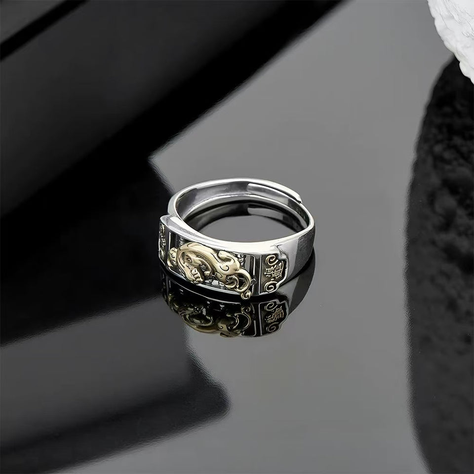 Wealth Pixiu Abacus Men Silver Ring-Career & Business Luck