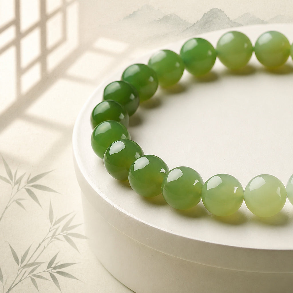 Quiet Balance-Gradient Nephrite Jade Bracelet