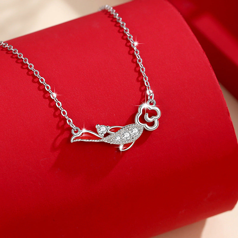Wishes for Good Fortune-Koi Fish Cubic Zirconia Sterling Silver Necklace