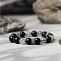 Feather Silver Sheen Obsidian & Black Rutilated Quartz Bracelet-Freedom and Inner Strength