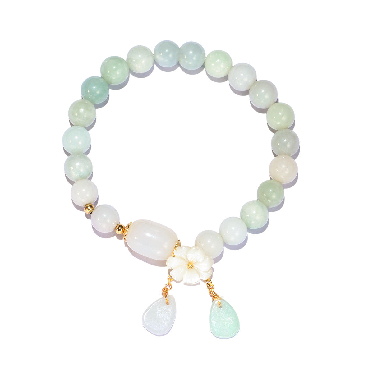 Plum Flower White Jade Bracelet