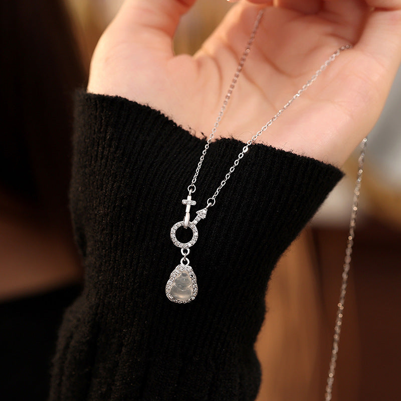 Gourd Jade and Sterling Silver Necklace-Blessings by Your Side