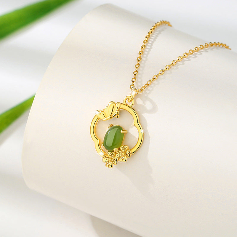 Four Seasons Bamboo & Floral Nephrite Jade Necklace-Beauty Through Change