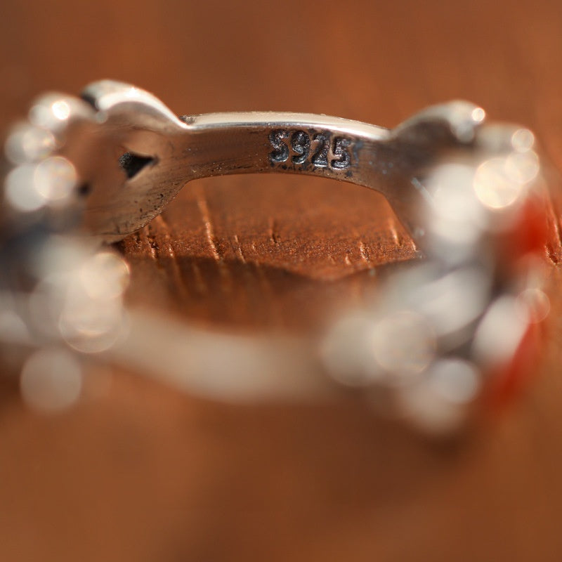 Abundant Harvest-Wheat Ear Red Agate S925 Silver Hoop Earrings