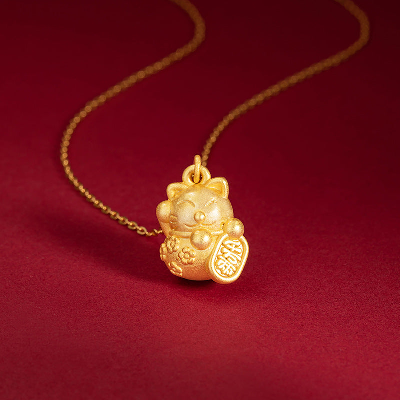 Prosperity and Fulfillment-Golden Lucky Cat Necklace