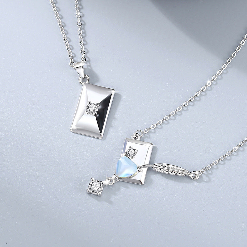 Love Across the Miles-Love Letter Sterling Silver Couple Necklaces