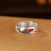 Koi Fish Enamel Silver Ring-Luck Prosperity