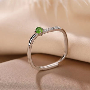 Green Jade Silver Ring-Inner Peace