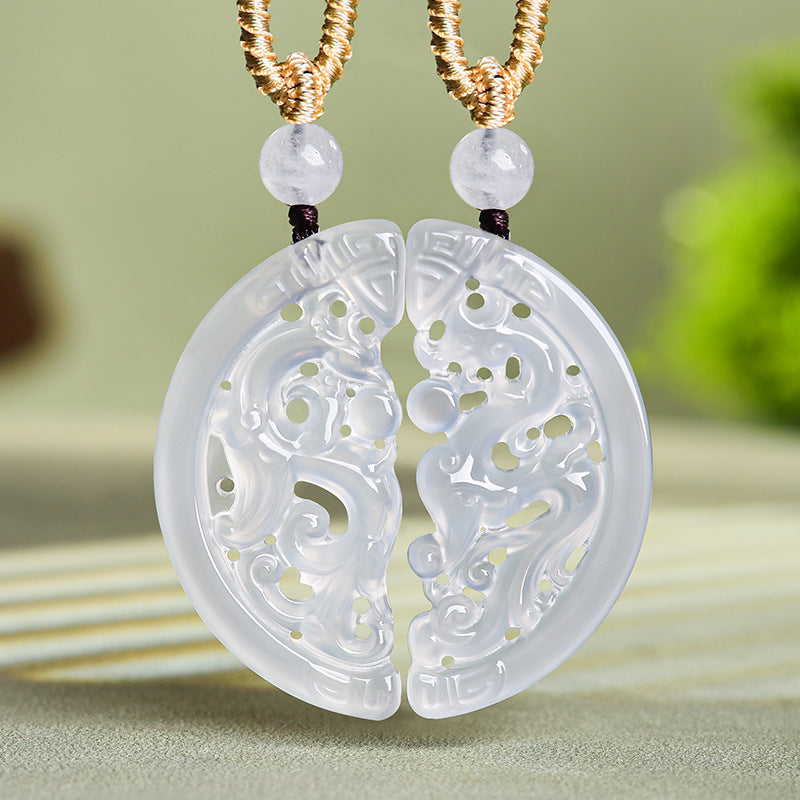 Dragon & Phoenix Hollow Design Aaget Pendant Set – Unity, Love & Lifelong Bond