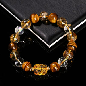 Yellow Tiger Eye Stone Pixiu Men Bracelet-Attract Luck