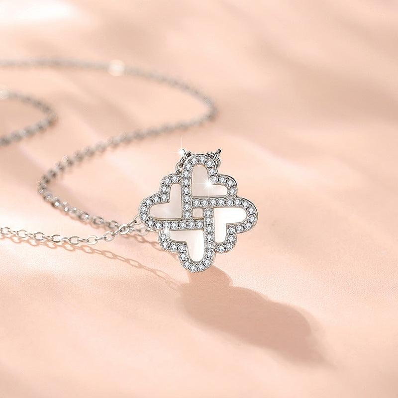Four Leaf Clover Sterling Silver Necklace-Lucky to Find You
