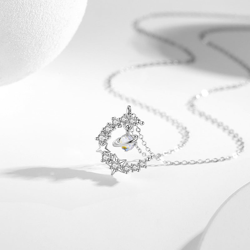 Moon and Stars S925 Silver Necklace-Kept Close