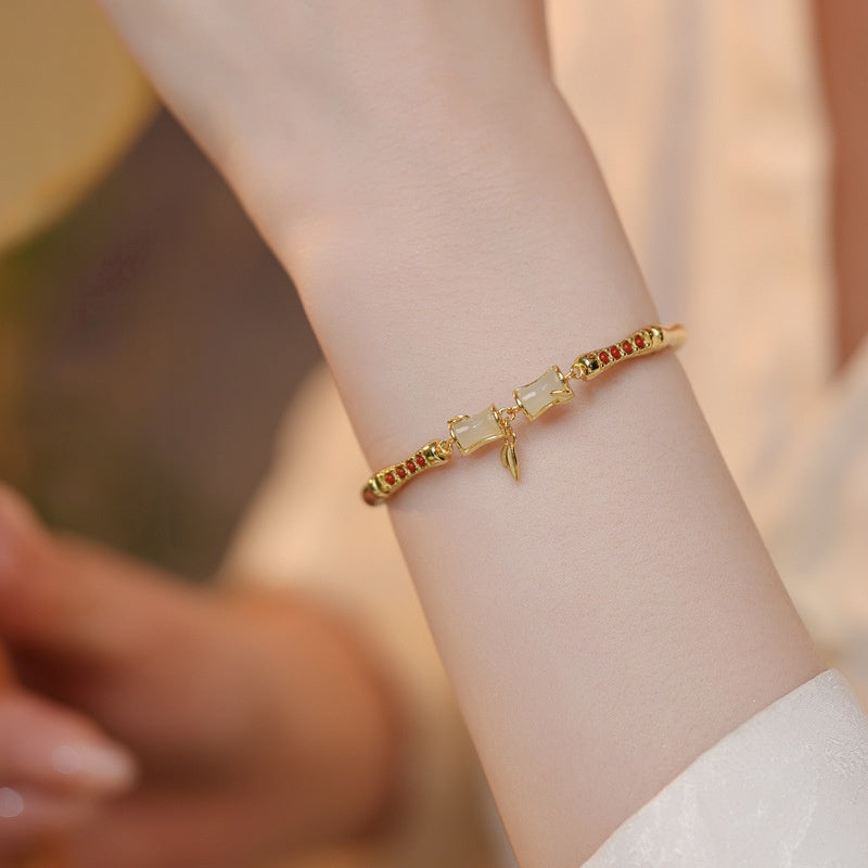 Bamboo Nephrite Jade Bracelet-Strength with Grace
