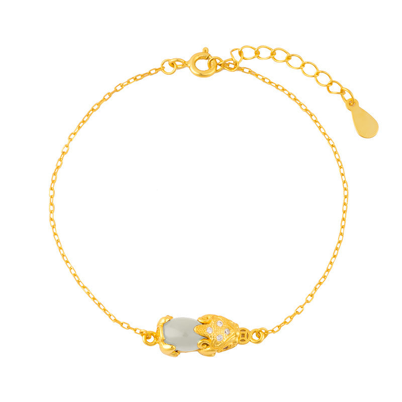 Wishes for Prosperity-Pixiu Red Agate & Nephrite Jade Bracelet