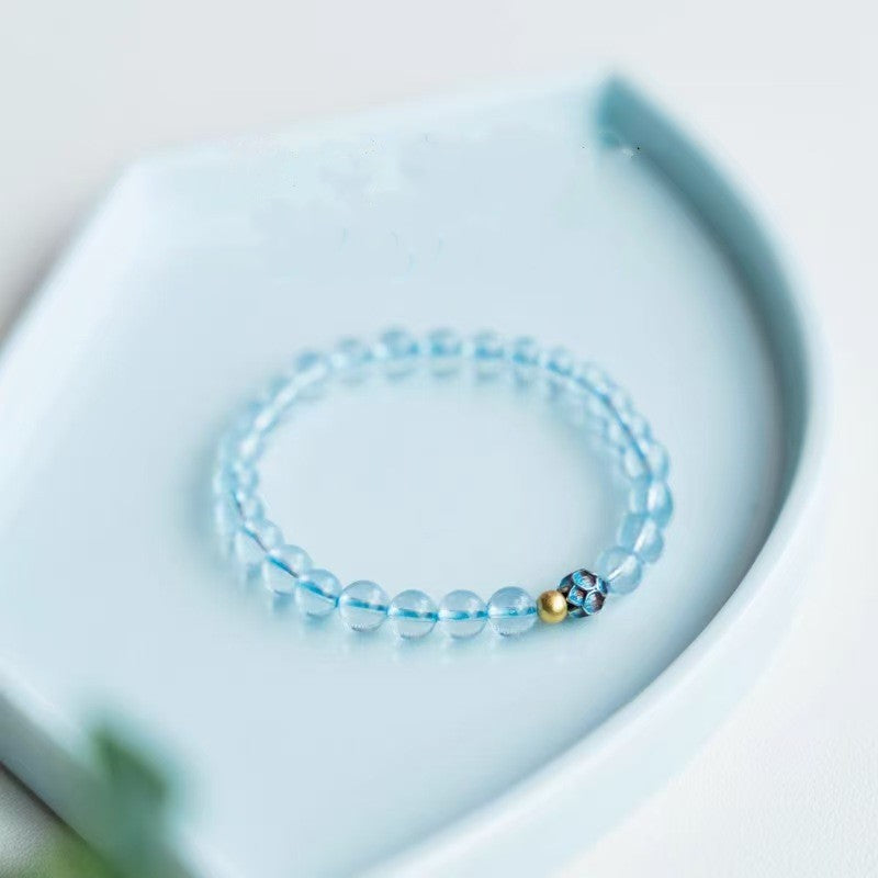 Lotus Flower Aquamarine Bracelet-Luck Transferring