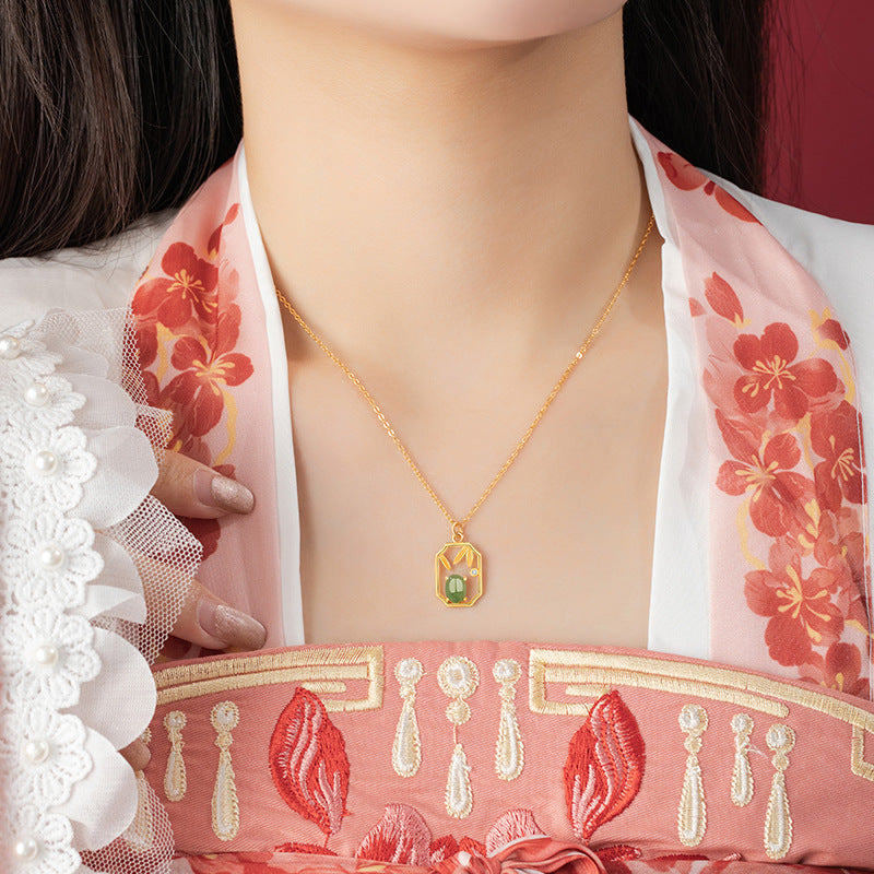 Leaf Nephrite Jade Necklace-Peace and Joy