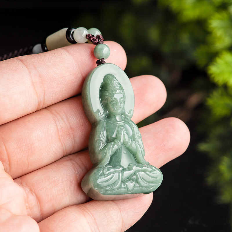 Natural Jade Serenity Guardian Guanyin Pendant – Peace, Protection & Inner Balance