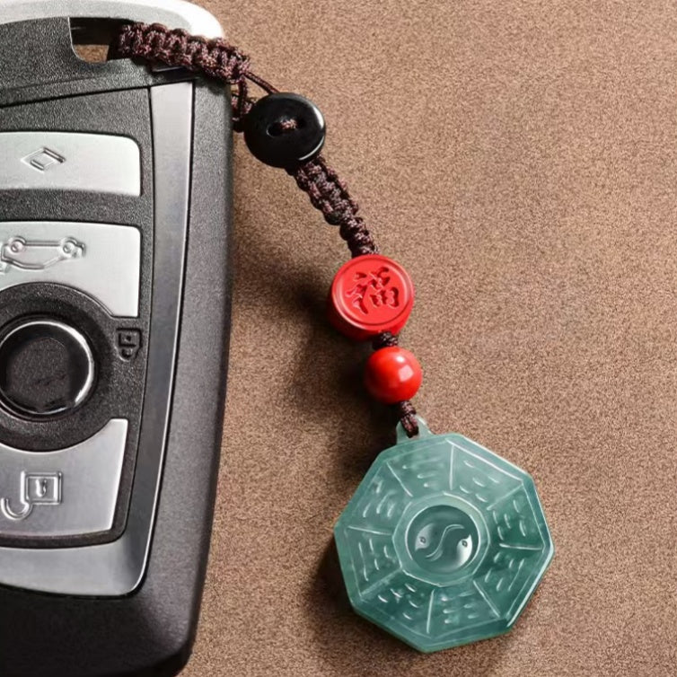Quiet Guardian Jade Bagua Phone & Keychain Charm Description