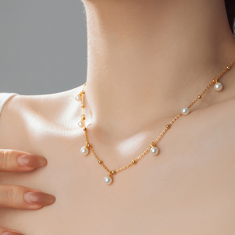 Pearl Drop Necklace-A Scattering of Luster
