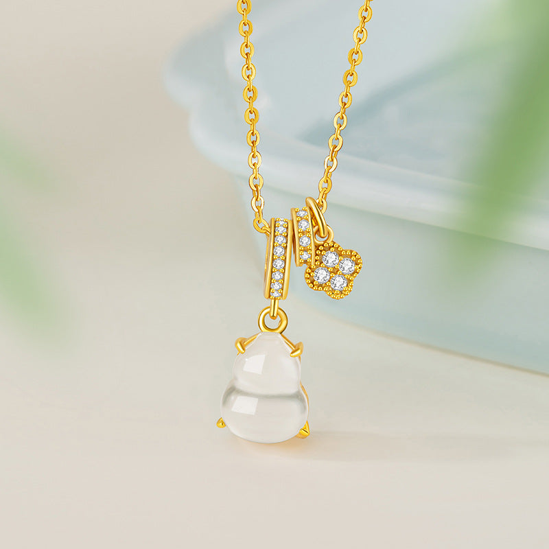 Jade Gourd Pendant Necklace-Luminous Blessing
