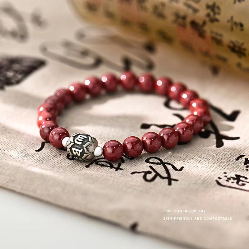 Six True Words Cinnabar Bracelet-Inner Peace