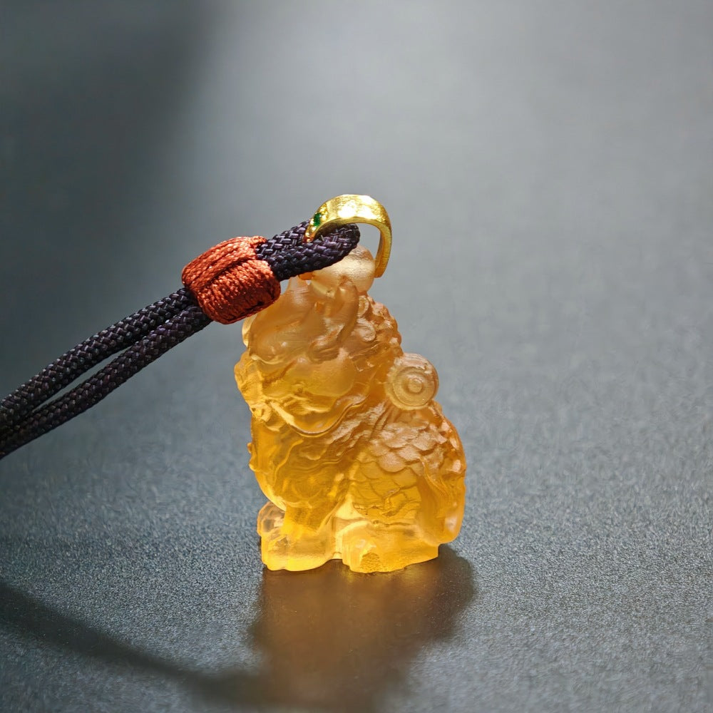 Flame Qilin Glaze Pendant–Guardian of Courage & Auspicious Energy