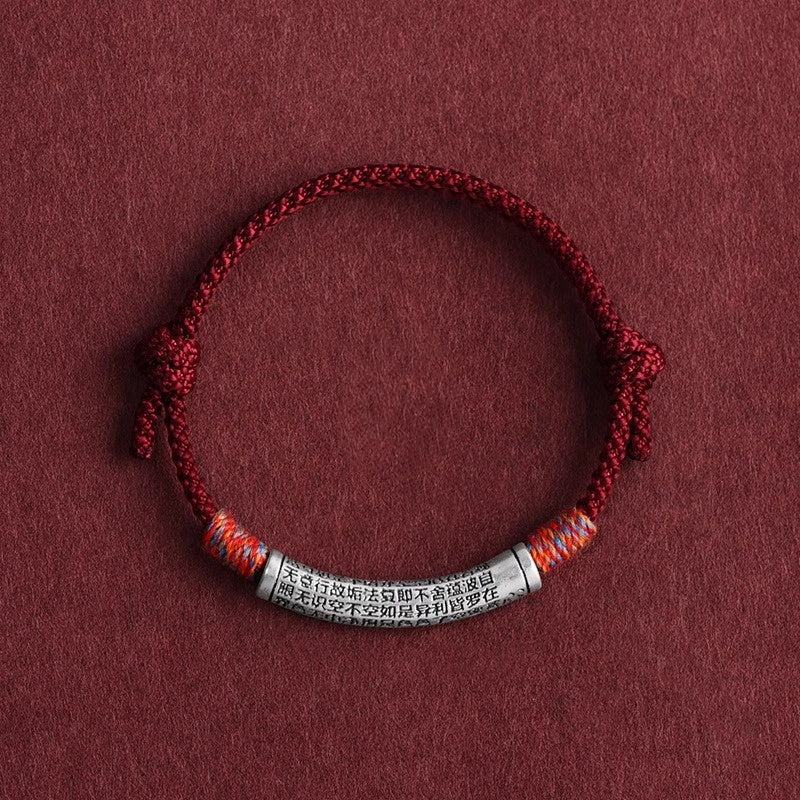 Heart Sutra 999 Fine Silver Curved Tube Braided Bracelet-Peace and Mindfulness