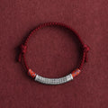 Heart Sutra 999 Fine Silver Curved Tube Braided Bracelet-Peace and Mindfulness