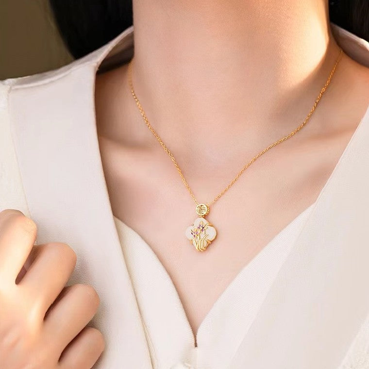 Orchid Blessing Jade Necklace – Good Luck & Elegant Harmony