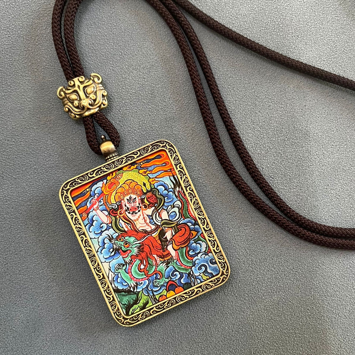 Five Jambhala Thangka Pendant Necklace-Five Paths of Abundance