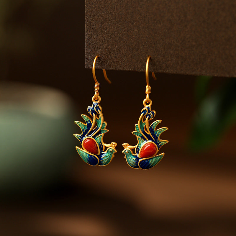 Phoenix Red Agate Drop Earrings-Grace in Full Color