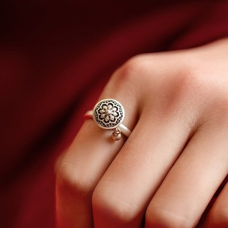 925 Silver Prayer Wheel Mantra Ring-Calm in Motion