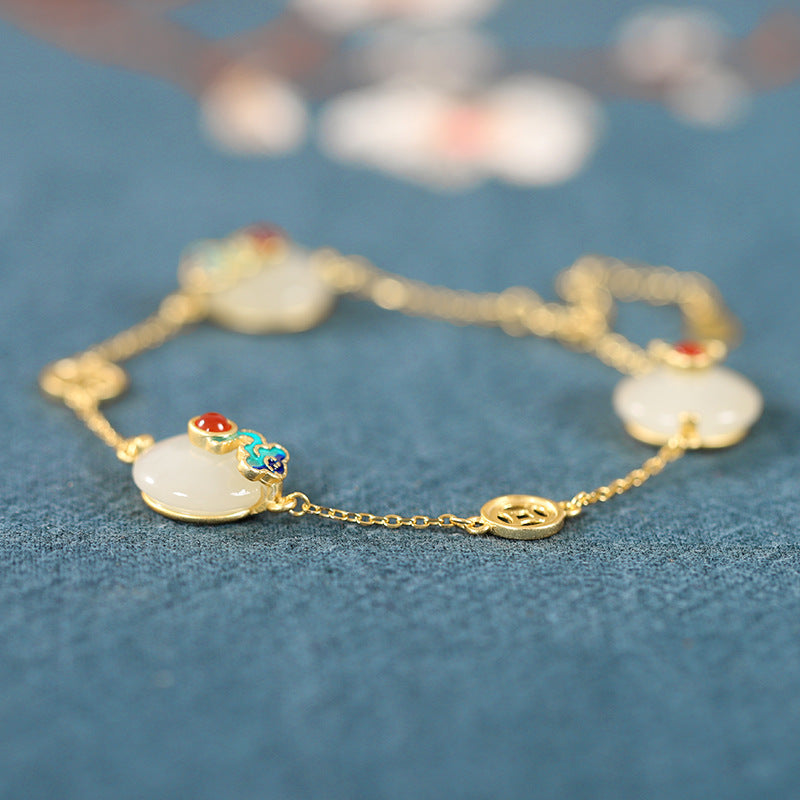 Cloud & Coin Nephrite Jade Bracelet-A Wish for Fortune