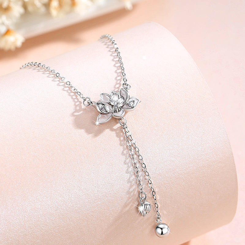Lotus Tassel Sterling Silver Necklace-Grace & Resilience