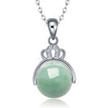Natural Ice Jade Pendant Necklace-Zirconia Crystal-Grade A Jade