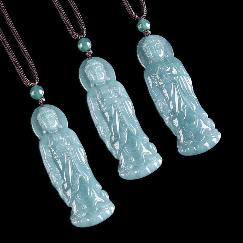 Tathagata Buddha Blue Ice Jade Pendant-Protection&Healing