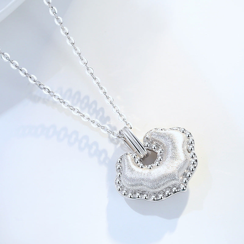 Naturperle Fengshui Langlebigkeitsschloss 925er Silber Anhänger Halskette