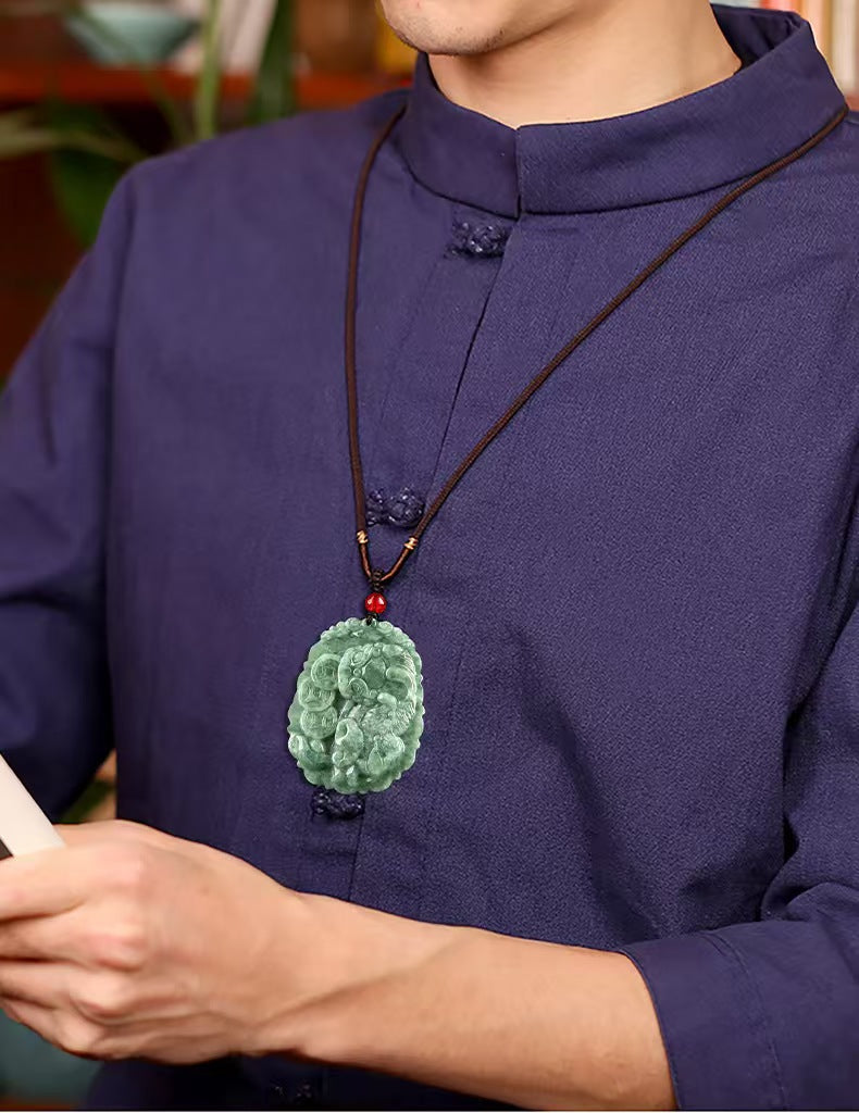 Jade Pixiu Pendant with Coin Design – Elegant Talisman for Wealth & Protection