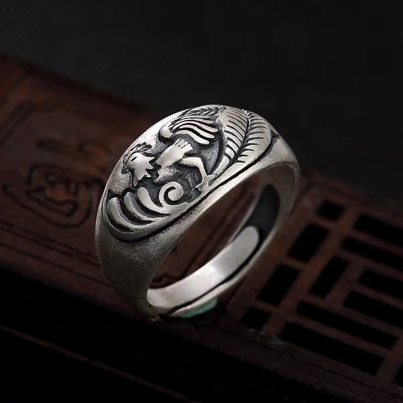 990 Pure Silver 12 Chinese Zodiac Ring-Good Luck Protection