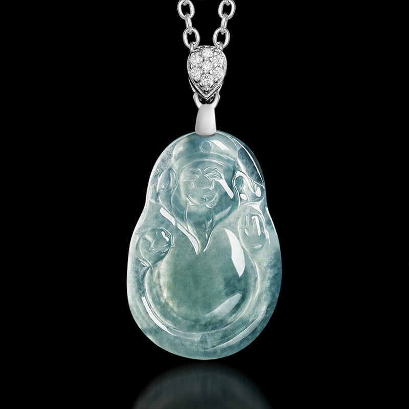 Blue Ice Jade Wealth Guardian Pendant – Prosperity & Fortune Blessing