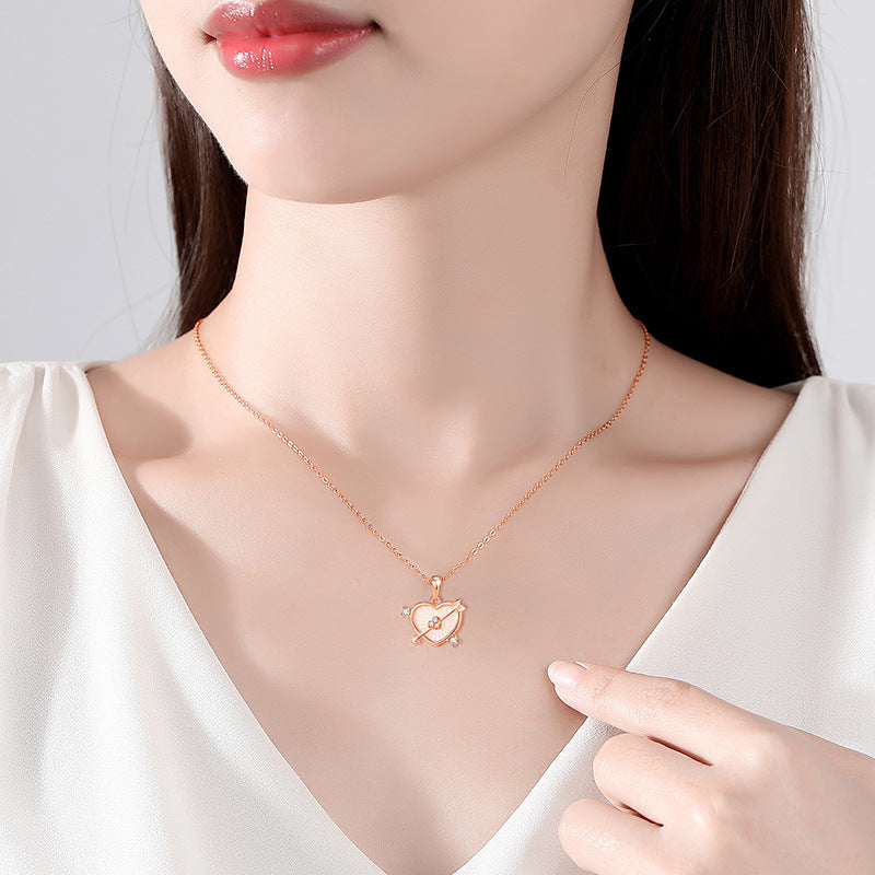 Heart & Arrow Mother of Pearl Necklace-Love That Stays